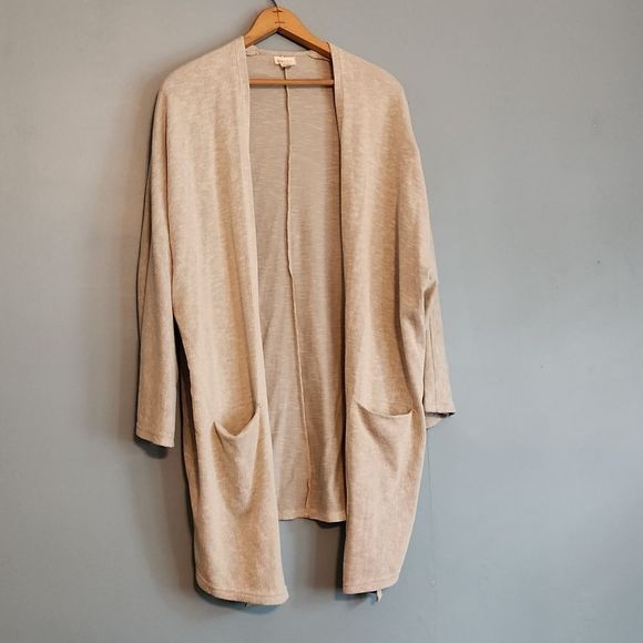 💐 Donni Ribbed Sweater Coat Size 0-16 Beige - Picture 7 of 9